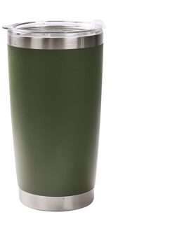 1Pc 20Oz Effen Draagbare Roestvrij Eenvoudige Effen Kleur Staal Vacuüm Tumbler Geïsoleerde Reizen Koffie Mok Cup Kolf leger groen