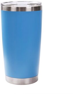 1Pc 20Oz Effen Draagbare Roestvrij Eenvoudige Effen Kleur Staal Vacuüm Tumbler Geïsoleerde Reizen Koffie Mok Cup Kolf lucht blauw