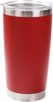1Pc 20Oz Effen Draagbare Roestvrij Eenvoudige Effen Kleur Staal Vacuüm Tumbler Geïsoleerde Reizen Koffie Mok Cup Kolf Rood