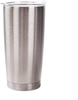 1Pc 20Oz Effen Draagbare Roestvrij Eenvoudige Effen Kleur Staal Vacuüm Tumbler Geïsoleerde Reizen Koffie Mok Cup Kolf Zilver