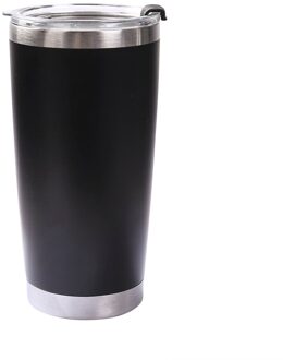 1Pc 20Oz Effen Draagbare Roestvrij Eenvoudige Effen Kleur Staal Vacuüm Tumbler Geïsoleerde Reizen Koffie Mok Cup Kolf zwart
