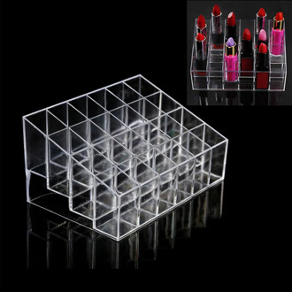 1PC 24 Hole Lipstick Stand Acrylic Lip Glaze Transparent Trapezoid Display Stand Plastic Cosmetic Lip Gloss Lip Balm Storage Box