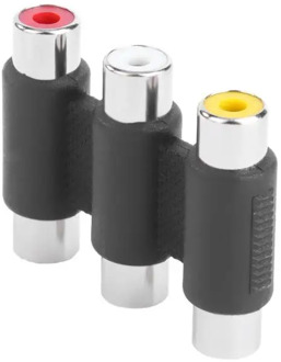 1pc/2pcs 3RCA Female to Female Coupler AV Video Audio Extension Adapter Cable 3 RCA Adapter Connectors Nickel Plated