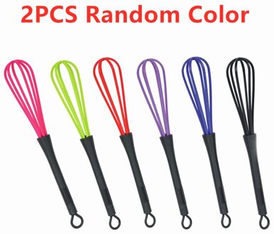 1Pc/2Pcs Ei Garde Mini Ei Roterende Ei Mixer Kloppers Ballon Platte Staaldraad Kom Schraper haar Kleur Plakken Willekeurige Kleur 2stk willekeurig kleur