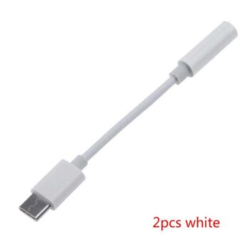 1Pc/2Pcs Usb Type C Naar 3.5Mm Adapter Audio Aux Hoofdtelefoon Kabel Adapter Voor Huawei samsung Xiaomi TXTB1 2stk wit