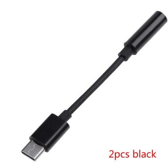 1Pc/2Pcs Usb Type C Naar 3.5Mm Adapter Audio Aux Hoofdtelefoon Kabel Adapter Voor Huawei samsung Xiaomi TXTB1 2stk zwart
