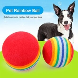 1pc 3.5cm Kat Kauwen Speelgoed Bal Kleurrijke Pet Rainbow Foam Fetch Ballen Rainbow Rammelaar Kras EVA Bal Huisdier levert Dog Funny Toy