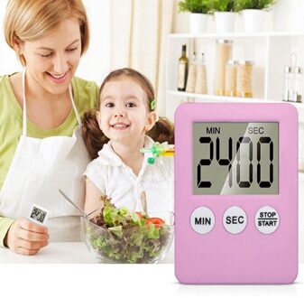 1Pc 3 Kleuren Leuke Groene Super Dunne Lcd Digitale Scherm Kookwekker Vierkante Koken Tellen Countdown Alarm Magneet klok