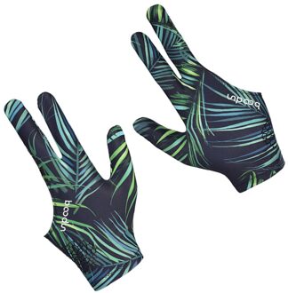 1Pc 3 Vingers Handschoen Hoge Elastische Anti-Slip Biljart Handschoen Ademend Snooker Handschoen (Bladeren) afbeelding 1
