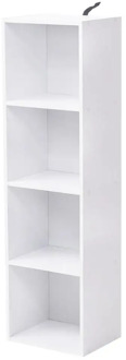 1PC 30x24x106cm 4 Cube Shelving Unit Storage White Book Shelf Wooden Storage Cubes Bookcases for Living Room Bedroom Furniture