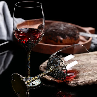 1pc 350ml High-end wine glass crystal glass Wine set small Luxury retro Tall glass