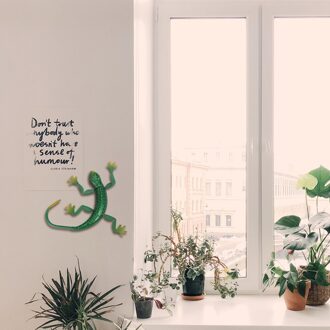 1Pc 3D Metalen Gekko Muur Art Sculptuur Decor Outdoor Indoor Opknoping Ornament groen