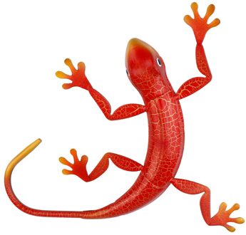1Pc 3D Metalen Gekko Muur Art Sculptuur Decor Outdoor Indoor Opknoping Ornament rood