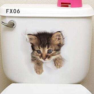 1Pc 3D Muursticker Wc Stickers Leuke Levendige Kat Hond Dier Decor Sticker Pvc Waterdicht Wandtegel Venster Sticker unieke Huis 6