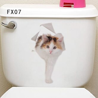 1Pc 3D Muursticker Wc Stickers Leuke Levendige Kat Hond Dier Decor Sticker Pvc Waterdicht Wandtegel Venster Sticker unieke Huis 7