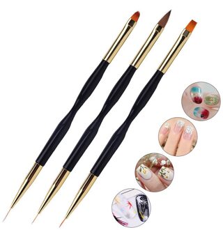 1Pc/3Pcs Double Head Nail Art Uv Gel Polish Dot Schilderen Detailing Pen Borstels Nail art Pen Set Nail Art Penselen 3stk a reeks
