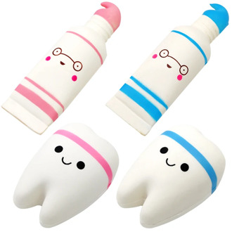 1pc 4 sizes Teeth Shape Squeeze Gift Smile Slow Rising Cute Cartoon Hand Spinner Stretchy Relax Squishy Toy Dentist Gift