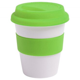 1Pc 400Ml Herbruikbare Warmte Geïsoleerde Keramische Reizen Mokken Thee Koffie Mok Cup Met Non-slip Mouw En Siliconen Deksel groen