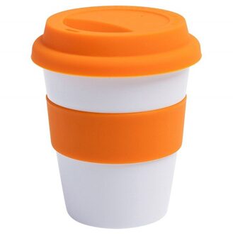 1Pc 400Ml Herbruikbare Warmte Geïsoleerde Keramische Reizen Mokken Thee Koffie Mok Cup Met Non-slip Mouw En Siliconen Deksel oranje