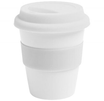 1Pc 400Ml Herbruikbare Warmte Geïsoleerde Keramische Reizen Mokken Thee Koffie Mok Cup Met Non-slip Mouw En Siliconen Deksel wit