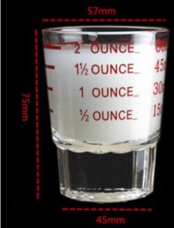 1Pc 45/60/90Ml Espresso Glas Met Kalibratie Koffie Cup Verdikte Glas Mini 1Oz Meten cups Shot Glas Wijn Bril Rood / 45ml