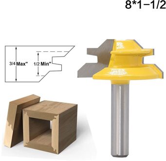 1Pc 45 Graden Lock Mijter Router Bit 8Inch Schacht Houtbewerking Tenon Frees Tool Boren Frezen Voor Hout carbide Legering NO1