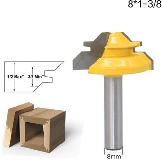 1Pc 45 Graden Lock Mijter Router Bit 8Inch Schacht Houtbewerking Tenon Frees Tool Boren Frezen Voor Hout carbide Legering NO2