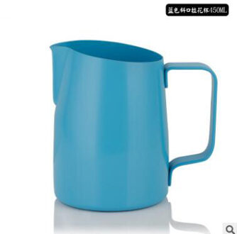 1pc 450ml koffie pot, Italië espresso koffie maker ambachten, latte, koffie melkschuim, roestvrij staal isolatie Cup Teflon blauw-450ml