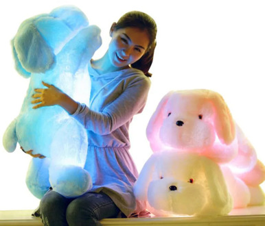 1pc 50cm Creative Light Up LED Teddy Dog Stuffed Animals Luminous Plush Toy Colorful Glowing Pillows Christmas Gift for Kids