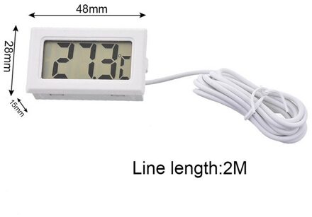 1Pc 5M Praktische Mini Thermometer Huishoudelijke Temperatuur Meter Digitale Lcd Display Gratis Bezorging 2m wit