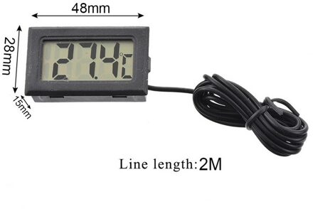 1Pc 5M Praktische Mini Thermometer Huishoudelijke Temperatuur Meter Digitale Lcd Display Gratis Bezorging 2m zwart