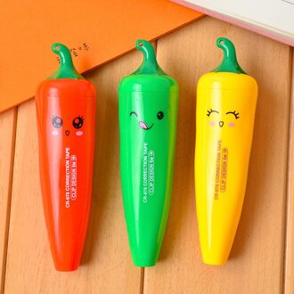 1Pc 5Mm * 6M Leuke Chili Correctie Tape Creatieve Druk Pet Film Tape Corrector Briefpapier Kantoor Student supplies Correctie Tape