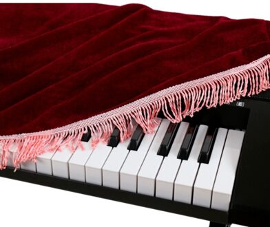 1Pc 61 Key Elektronische Piano Stofkap Met Een Trekkoord Beschermende Voor Piano Toetsenbord (Rood En Willekeurige Kwasten kleur)