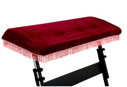1Pc 61 Key Elektronische Piano Stofkap Met Een Trekkoord Beschermende Voor Piano Toetsenbord (Rood En Willekeurige Kwasten kleur)