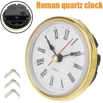 1Pc 65Mm Cijfer Romeinse Quartz Klok Voor Thuis Decoraties Beweging Insert Romeinse Wit Gezicht Gold Trim