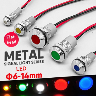 1pc 6mm 8mm 10mm 12mm 14mm Waterproof IP67 Metal LED Warning Indicator Light Signal Lamp Pilot Wire 3V 5V 12V 24V 110V 220V