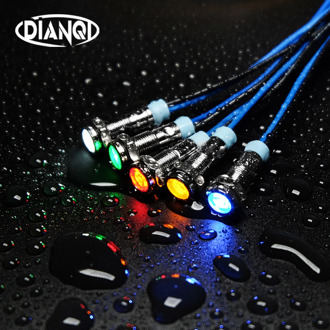 1PC 6mm LED Metal Indicator light 6mm waterproof Signal lamp 6V 12V 24V 220v with wire red yellow blue green white 6ZSD.X