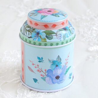 1Pc 7.6X5.7Cm Mini Snoep Blikken Dozen Kleine Metalen Tin Kan Bloemenprint Seal Pot Verpakking thee Container 03