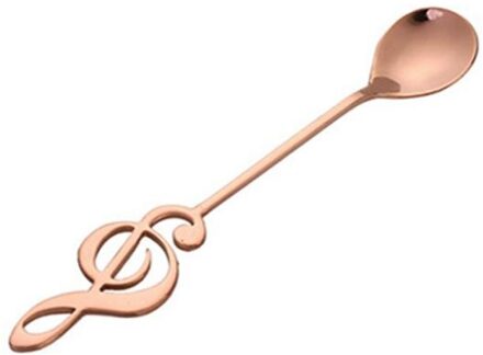 1Pc 7 Kleuren Muzieknoot Vormige Koffielepel Roestvrijstalen Roeren Scoop Melk Thee Drinken Cafe Scoop Verjaardagen roos goud