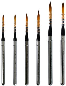 1Pc 874 Ronde Kolinsky Imitatie Haar Rinsin Handvat Aquarel Acryl Kunstenaar Art Tool Supplies Kwast 6stk