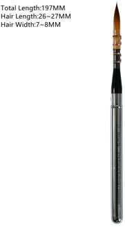 1Pc 874 Ronde Kolinsky Imitatie Haar Rinsin Handvat Aquarel Acryl Kunstenaar Art Tool Supplies Kwast Size12