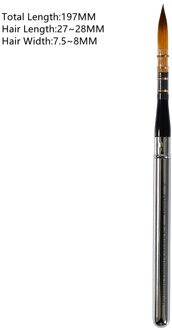 1Pc 874 Ronde Kolinsky Imitatie Haar Rinsin Handvat Aquarel Acryl Kunstenaar Art Tool Supplies Kwast Size14