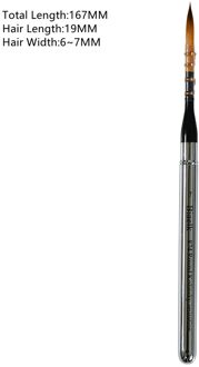 1Pc 874 Ronde Kolinsky Imitatie Haar Rinsin Handvat Aquarel Acryl Kunstenaar Art Tool Supplies Kwast Size7