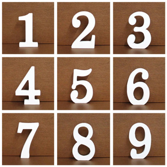 1pc 8cm Number 0 To 9 White Wooden Number Letters Free Standing Wood Decorative Crafts for Home Party Wedding Birthday DIY Decor