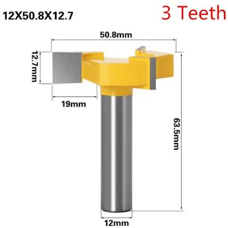 1Pc 8Mm/12Mm/12.7Mm Schacht Z4 T Type Steken Cutter Houtbewerking Tool Carbide Router bits Voor Hout Houtbewerking Frees 12mm shank 3 edge