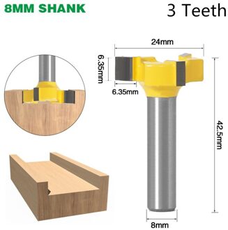 1Pc 8Mm/12Mm/12.7Mm Schacht Z4 T Type Steken Cutter Houtbewerking Tool Carbide Router bits Voor Hout Houtbewerking Frees 8mm shank 3 edge