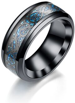 1Pc 8Mm Ring Sieraden Rood Blauw Zwart Ierse Dragon Titanium Carbide Inlay Comfort Fit Rvs Trouwringen ring Voor Mannen 10