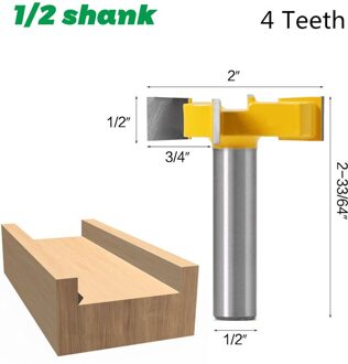 1Pc 8Mm Schacht T Type Voegwerk & Slotting Cutter Vier Flutle T-Track Hout Router Bit 12mm/12.7Mm Schacht Frees Voor Hout 12.7mm shank 4 teeth