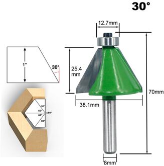1Pc 8Mm Shank Afschuining Router Bit 11.25 15 22.5 30 45 Graden Schuine Rand Frees Voor Hout woodorking Tool 30 mate