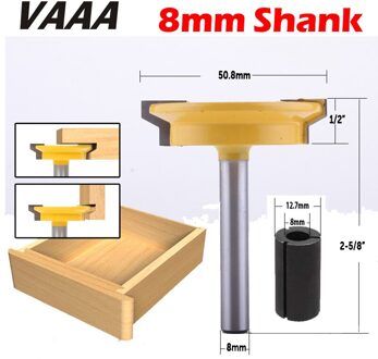 1Pc 8Mm Shank Straight Rail & Stile Router Bit Houtbewerking Beitel Frees Voor Houtbewerking Gereedschap 8mmShank12.7mmTo8mm